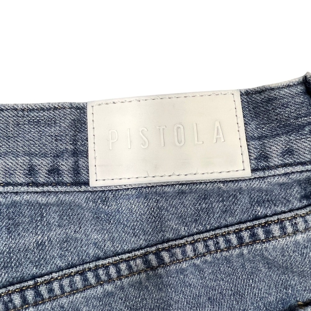 Pistola Loretta Wide Leg Ankle Jeans 33 Lapis High-Rise Crop Distressed Coastal - Picture 14 of 14